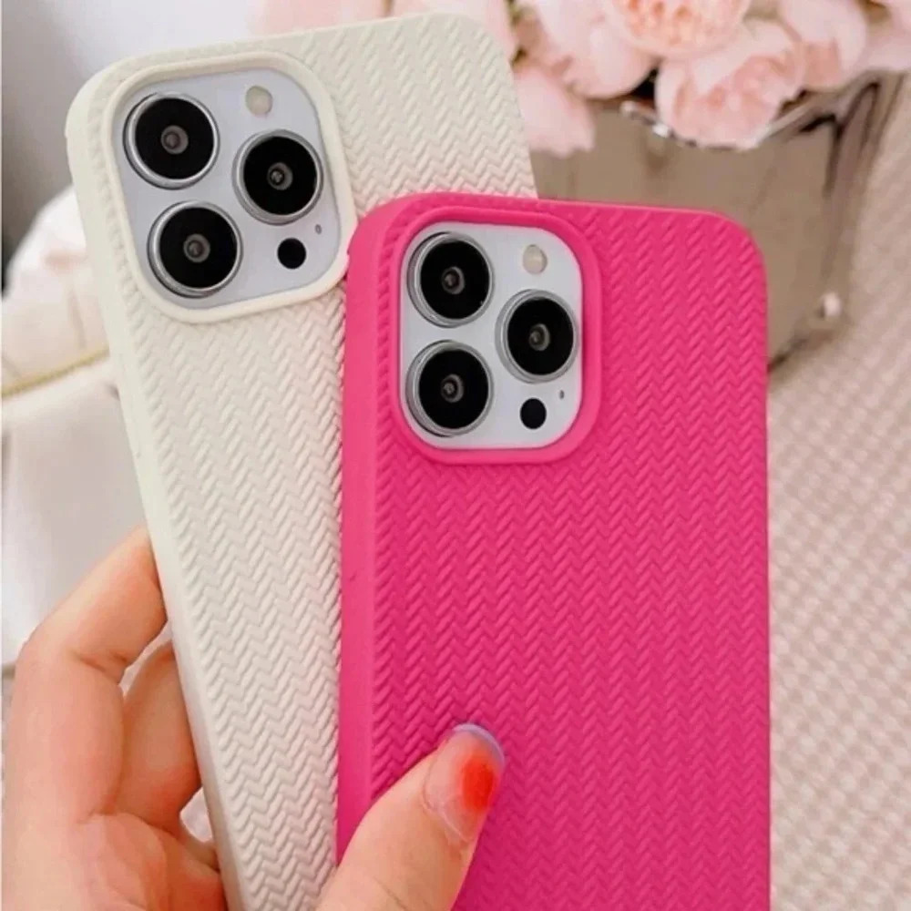 ⚠️Clearance🫧iPhone 13/Pro Max 2pcs Cute Textured iPhone Cases Pink And White - Picture 2 of 4